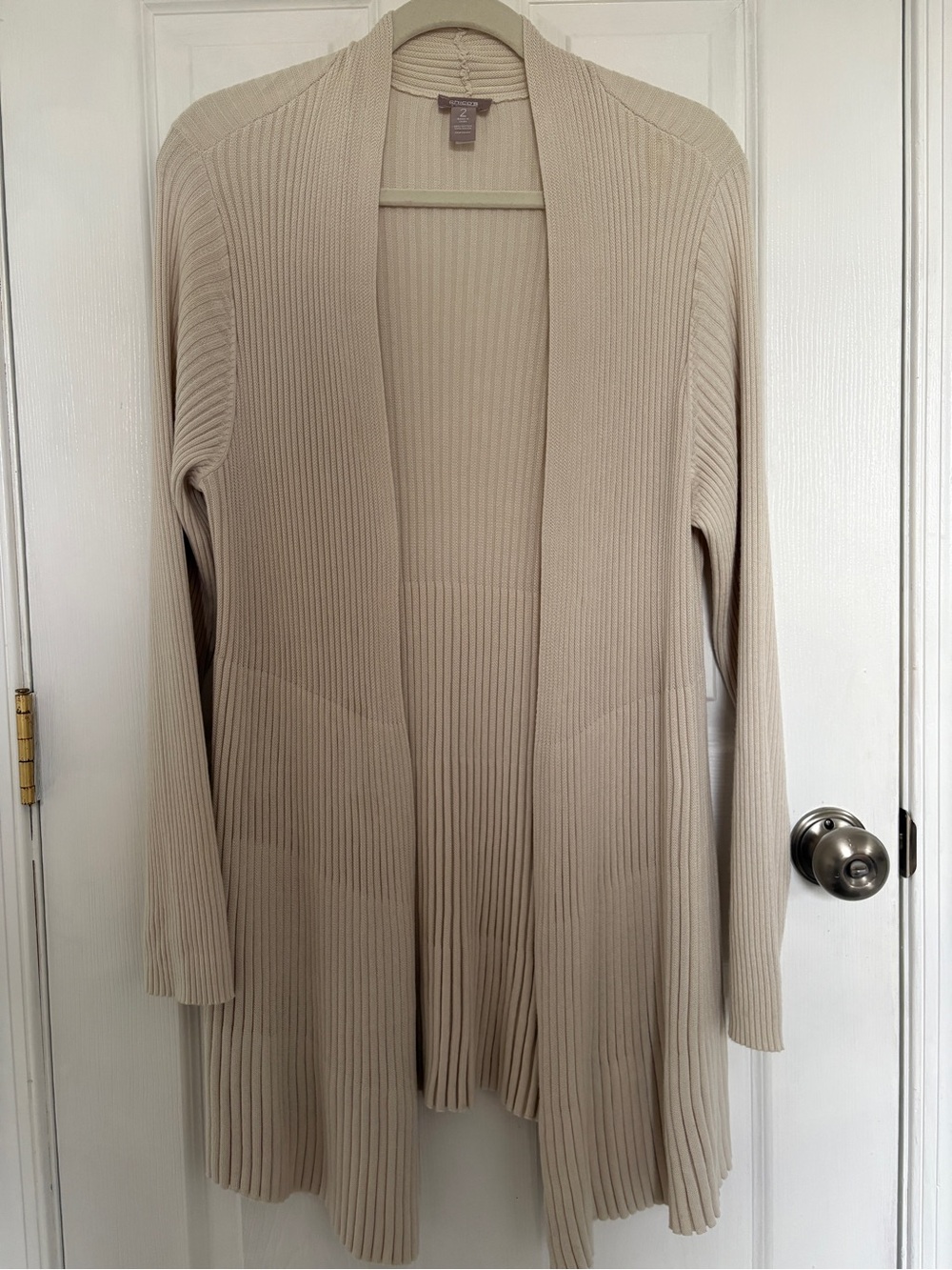 Chico's Cream Ribbed Open-Front Cardigan #417